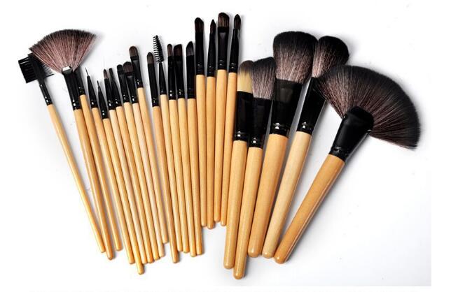 Individual makeup brushes close-up