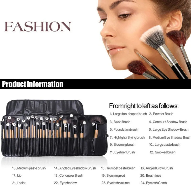 Complete 24-piece brush set laid out